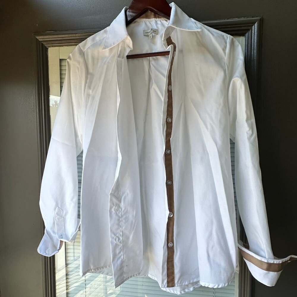 Cortland Park White Button-Down Shirt w/Tan Accents